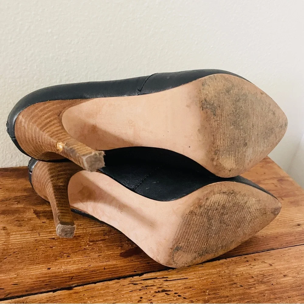 Madewell Jules Black Leather High Heel Booties